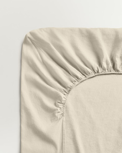 Linen Blend Fitted Sheet – Pale Sand