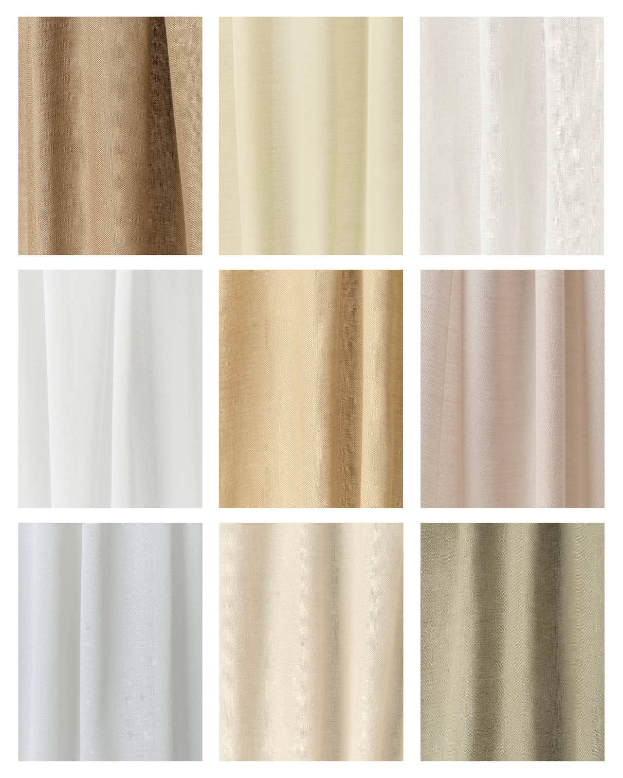 Nordic Knots, Linen,Polyester Sample Bundles, The Sheer Curtains – Sample Bundle (10 pcs)
