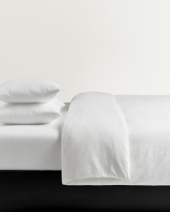 Linen Blend Duvet Cover Set (3 pcs) – Crisp White