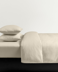 Linen Blend Duvet Cover Set (3 pcs) – Pale Sand