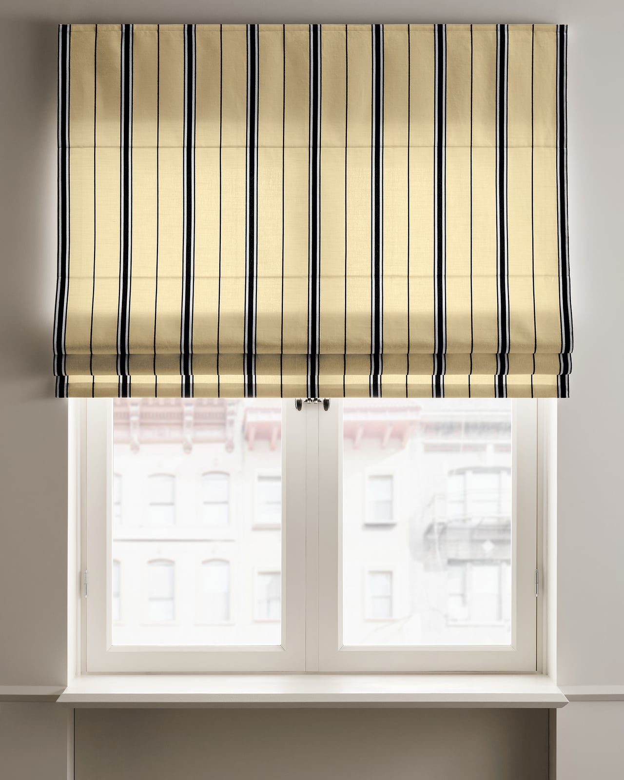 Nordic Knots, Baumwolle-Leinen Raffrollos / Abdunkeln, The Triple Stripe – Sunrise/Black