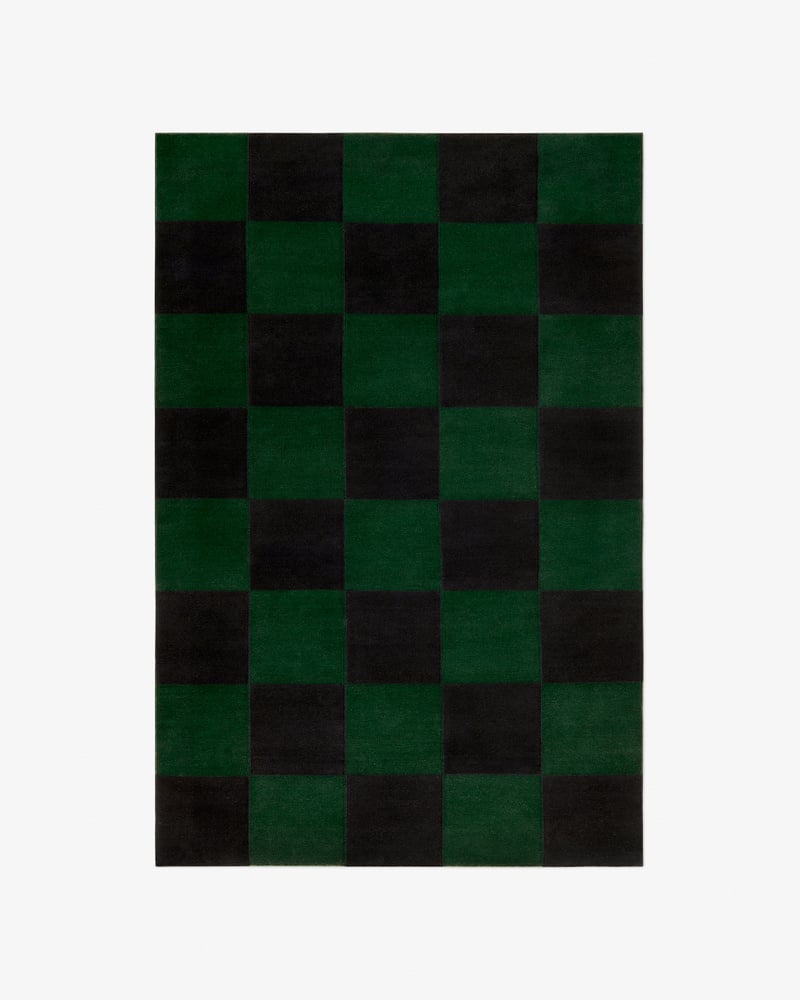 Green Pattern Rug Square Check Square – Green | Flatweave Checkered Rug | NORDIC KNOTS