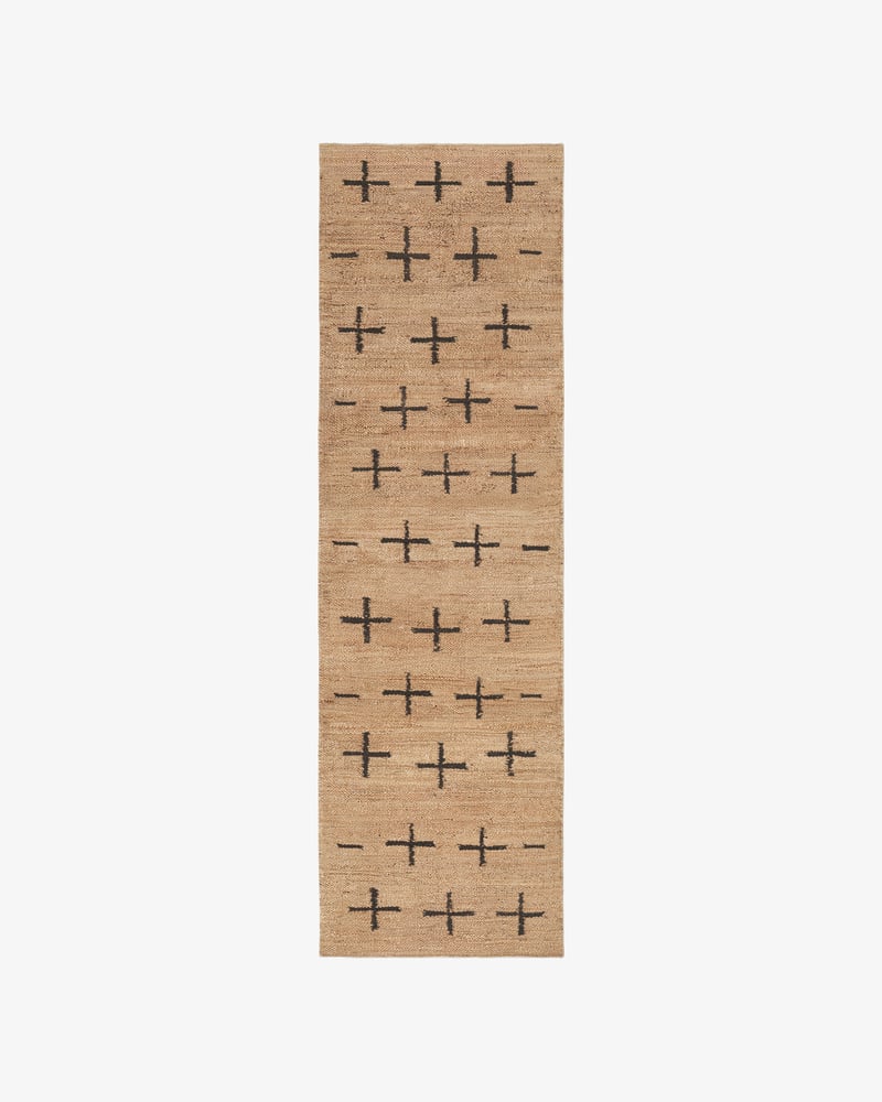 Jute Cross Runner Black Nordic Knots