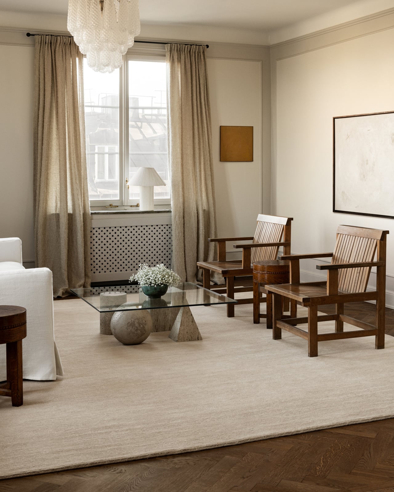 ✦vintage rug✦　138cm×70cm　インド産　ダブルノット Park – Almond | Plush Textured Custom Rug | NORDIC KNOTS