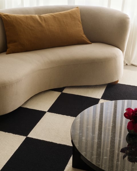 Square – Black/Cream | Flatweave Checkered Rug | NORDIC KNOTS