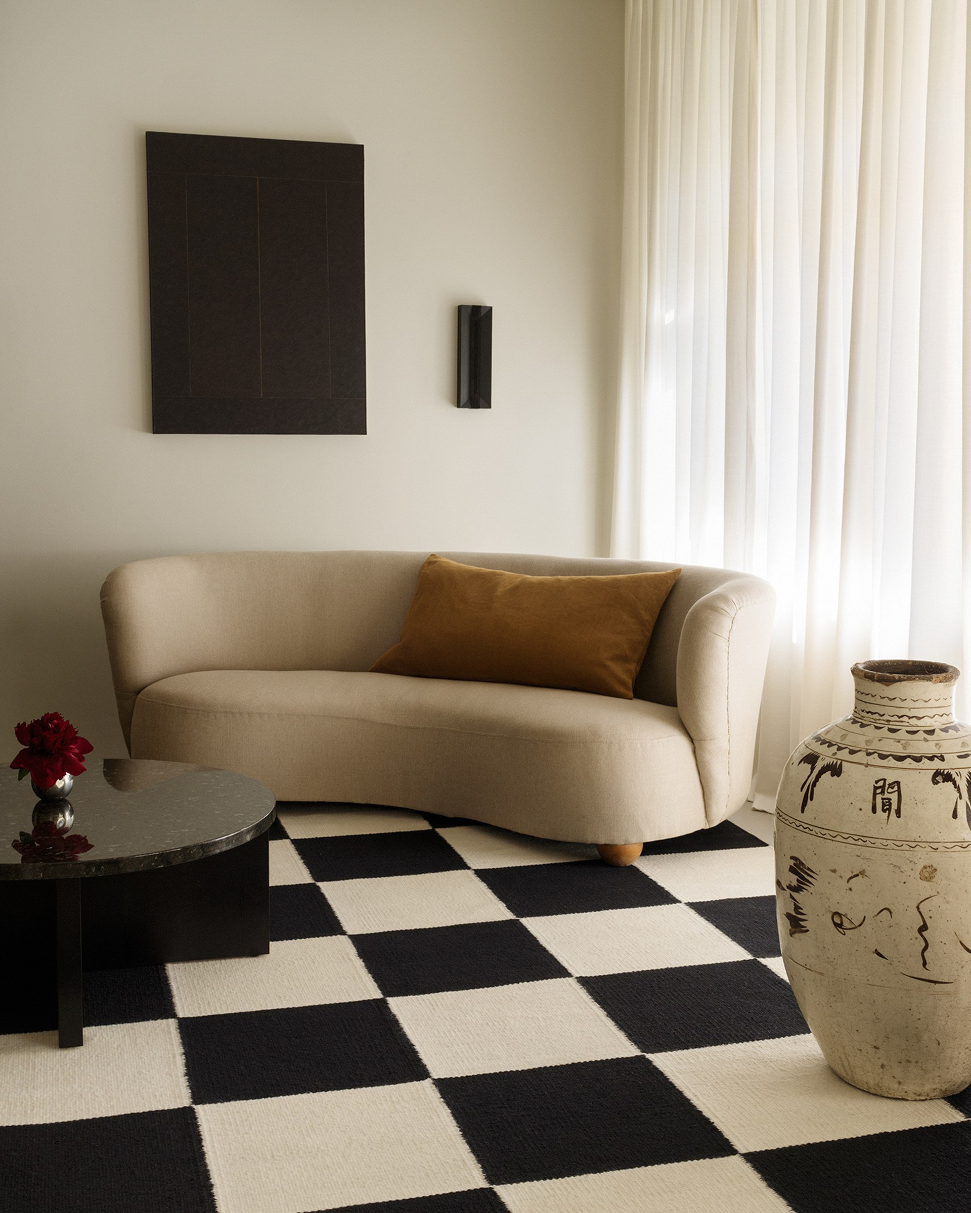 Square – Black/Cream | Flatweave Checkered Rug | NORDIC KNOTS