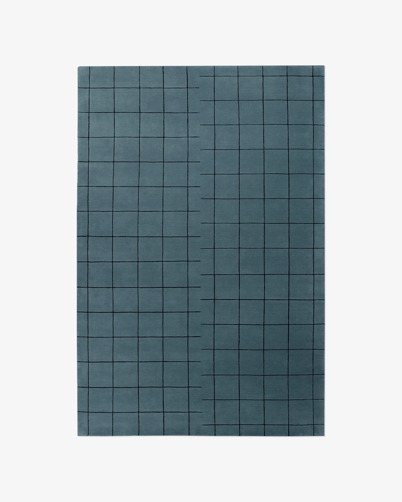 Nordic Knots, Wool Rugs, Grid – Faded Blue/Black