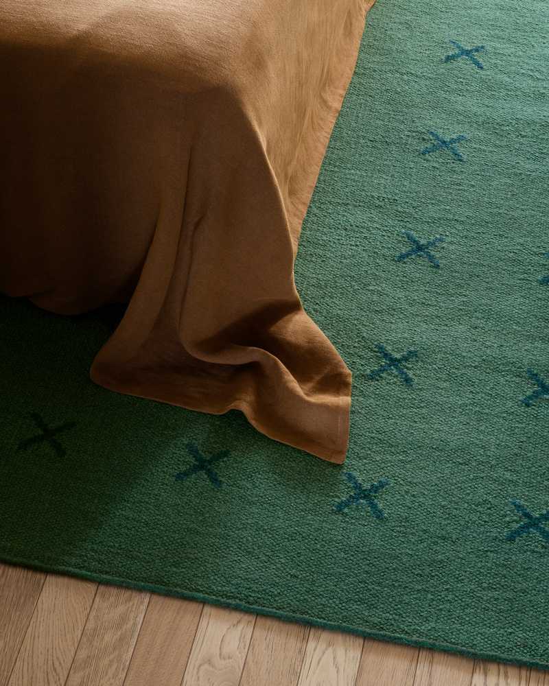 Cross – Green/Deep Teal | Patterned Flatweave Rug | NORDIC KNOTS