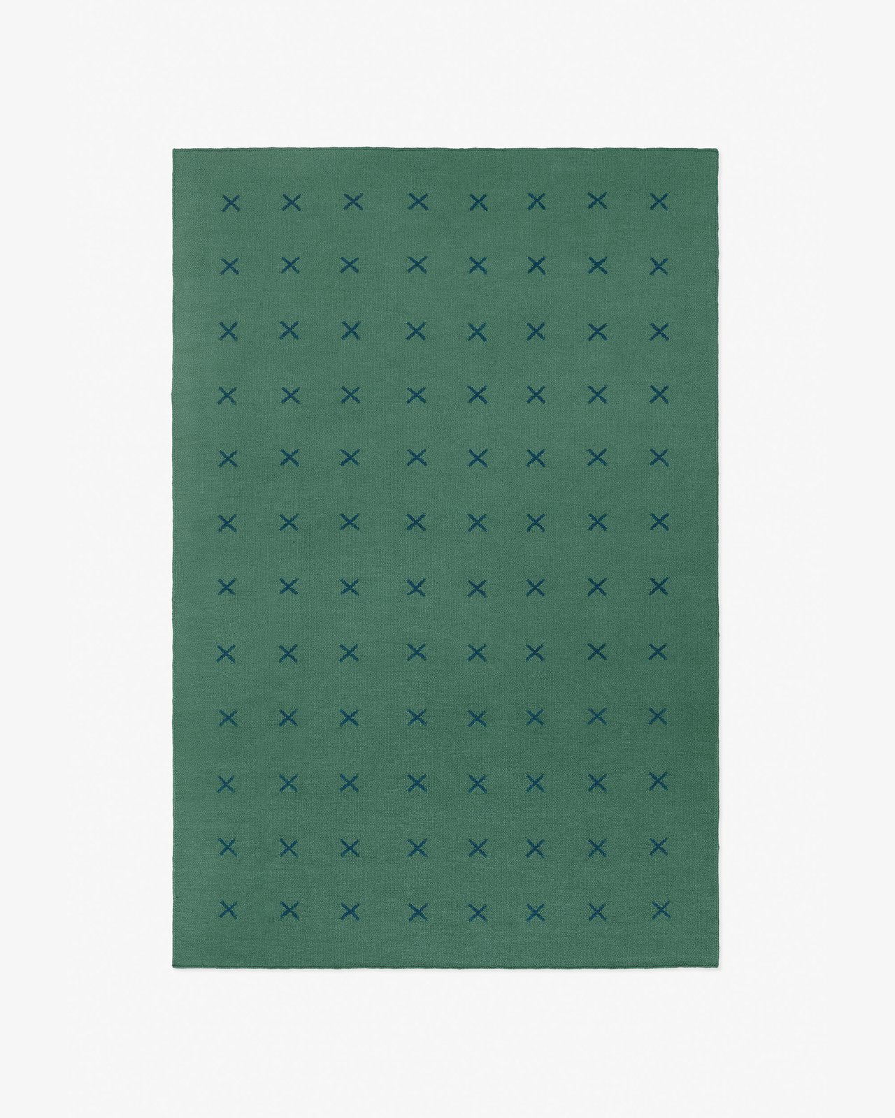 Nordic Knots, Wool Rugs, Cross – Green/Deep Teal