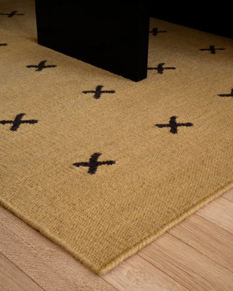 Cross – Mustard/Dark Brown | Patterned Flatweave Rug | NORDIC KNOTS