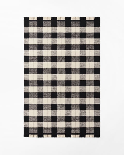 Square – Black/Cream | Flatweave Checkered Rug | NORDIC KNOTS