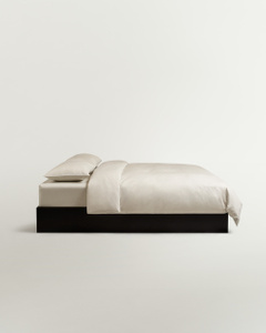 Percale Duvet Cover Set – Sand/White