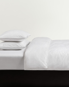 Percale Duvet Cover Set (3 pcs) – Crisp White/White