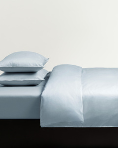 Sateen Duvet Cover Set – Shirt Blue