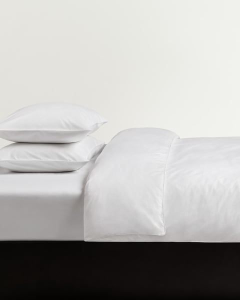 Percale Duvet Cover Set (3 pcs) – Crisp White/White