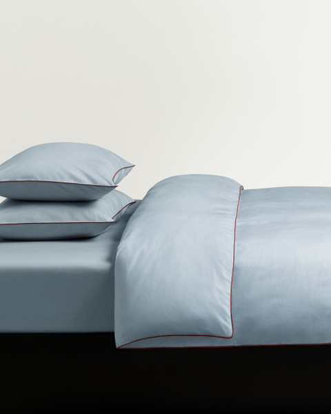 Percale Duvet Cover Set (3 pcs) – Shirt Blue/Red